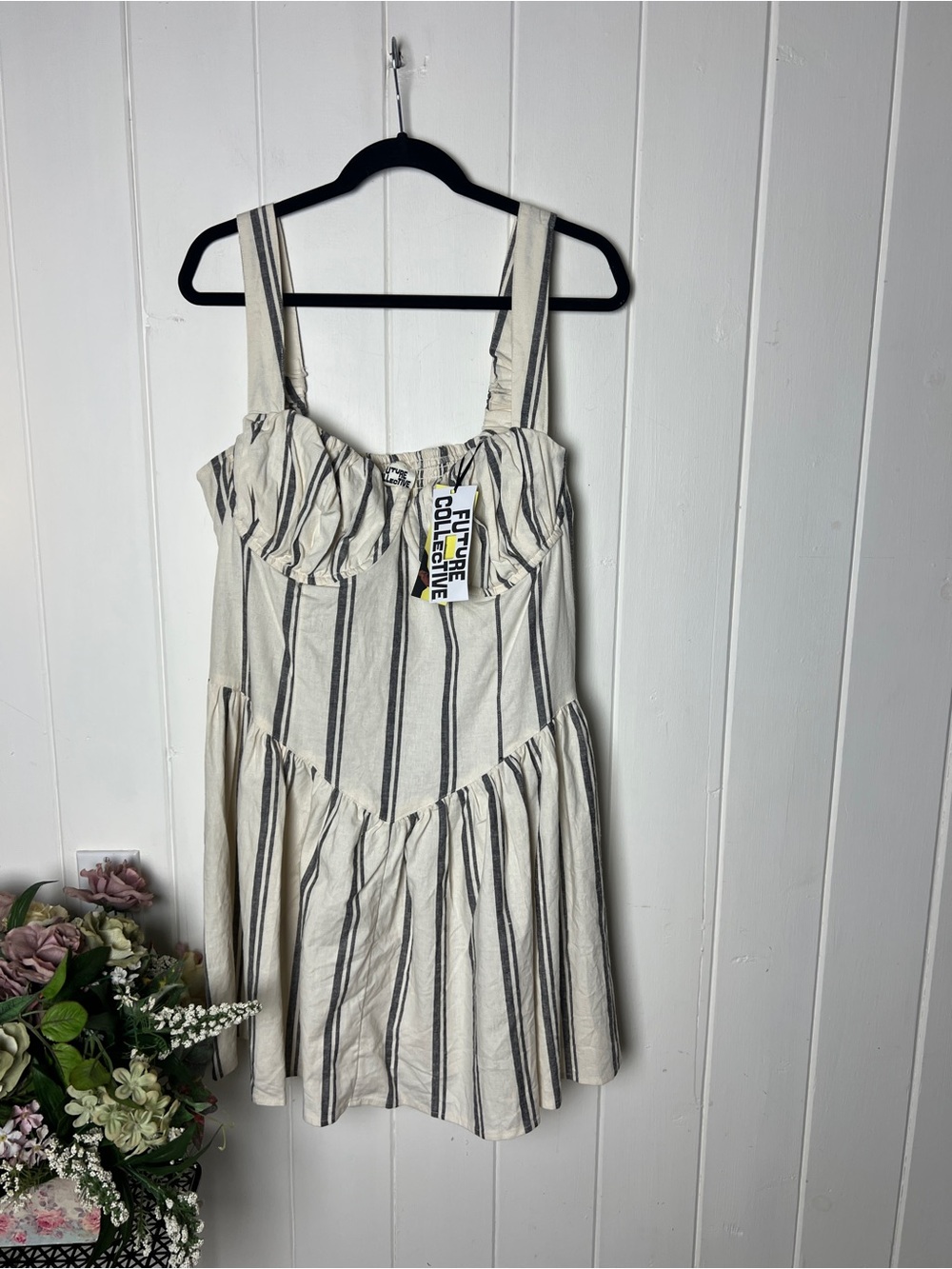Future Collective Jenee Naylor Linen Blend Corset Mini Dress NWT - Picture 5 of 13